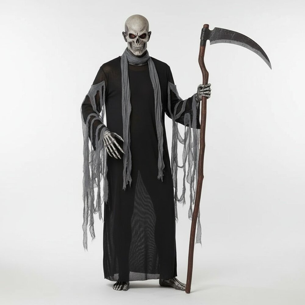 Grim Reaper Demon Black Dress Costume Cosplay Halloween Adult Unisex OS